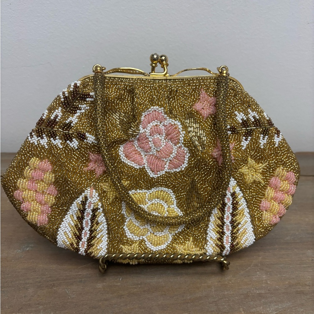STUNNING-Vintage Beaded Floral TMS Pusan Korea purse
